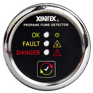 Fireboy-Xintex Propane Fume Detector W/Plastic Sensor - No Solenoid Valve - Chrome Bezel Displa