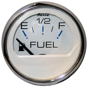 Faria Chesapeake White SS Fuel Level Gauge - 2"