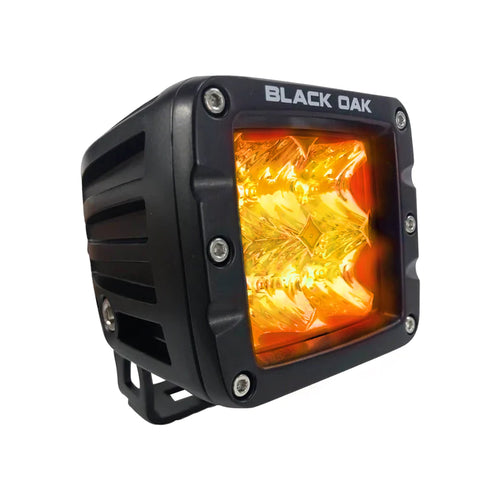 Black Oak 2" Amber LED Pod Light - Flood Optics - Pro Series 3.0