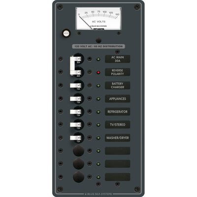 Blue Sea 8488 Breaker Panel - AC Main + 8 Positions - White image 1