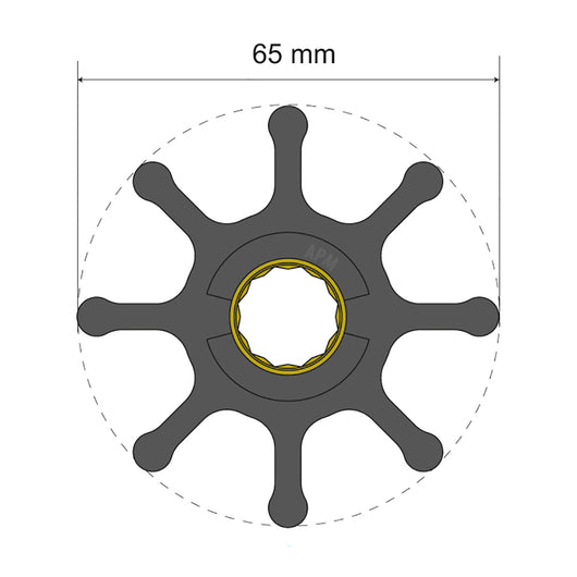 Albin Group Premium Impeller Kit 65 x 16 x 50mm - 8 Blade - Spline Insert image 1