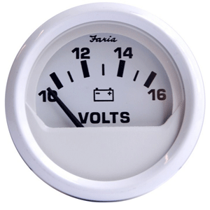 Faria Dress White 2" Voltmeter (10-16 VDC) image 0