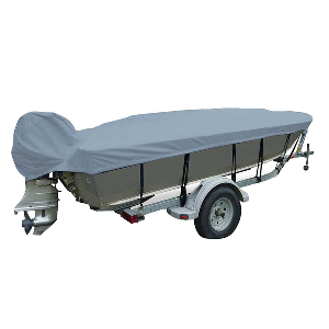 Carver Poly-Flex Ii Wide Series Styled-to-Fit Boat Cover F/13.5' V-Hull Fishing Boats - Grey
