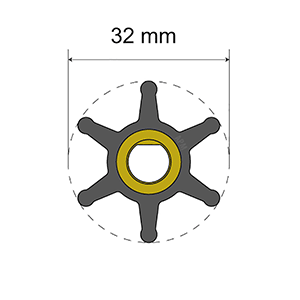 Albin Group Premium Impeller Kit - 32 x 8 x 12mm - 6 Blade - Single Flat Insert image 0