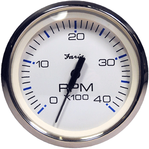 Faria Chesapeake White SS 4" Tachometer - 4000 RPM (Diesel) (Magnetic Pick-Up) image 0