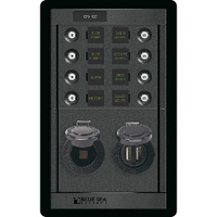Blue Sea 1498 - 360 Panel - 8 Position 12V With Dual USB & Socket