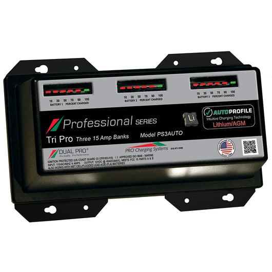 Dual Pro PS3 Auto 15A - 3-Bank Lithium/AGM Battery Charger image 1