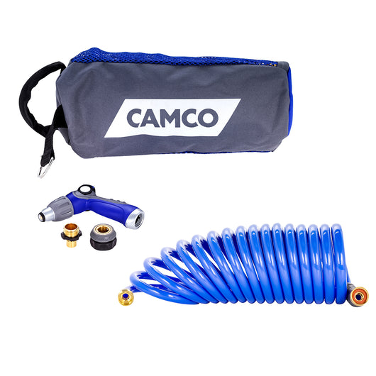 Camco 20' Coiled Hose &amp; Spray Nozzle Kit image 1