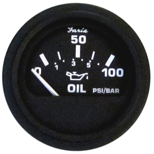 Faria Euro Black 2" Oil Pressure Gauge (100 Psi)