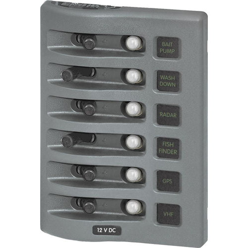 Blue Sea 4376 Weatherdeck Water Resistant Circuit Breaker Panel - 6 Position - Grey