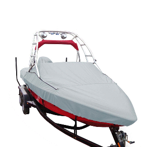Carver Sun-DURA&reg; Specialty Boat Cover f/24.5' Sterndrive V-Hull Runabouts w/Tower - Grey image 0