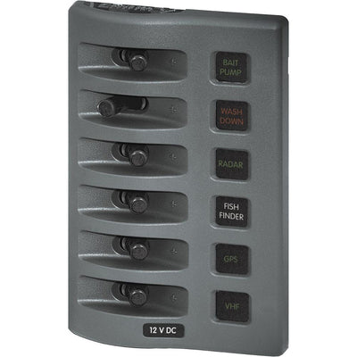Blue Sea 4306 WeatherDeck Water Resistant Fuse Panel - 6 Position - Grey image 1
