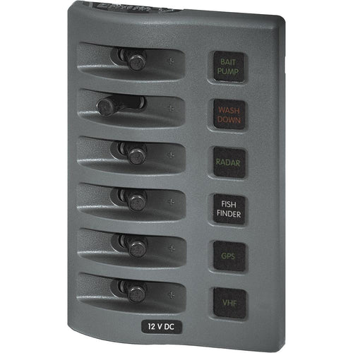Blue Sea 4306 Weatherdeck Water Resistant Fuse Panel - 6 Position - Grey
