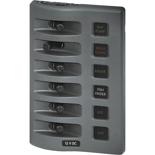Blue Sea 4306 WeatherDeck Water Resistant Fuse Panel - 6 Position - Grey image 1