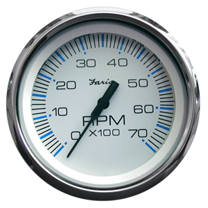 Faria Chesapeake White SS 4" Tachometer - 7000 RPM (Gas) (All Outboards) image 0