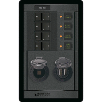 Blue Sea 1495 - 360 Panel - 4 Position 12V W/Dual USB & 12V Socket