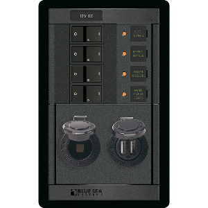 Blue Sea 1495 - 360 Panel - 4 Position 12V w/Dual USB &amp; 12V Socket image 0