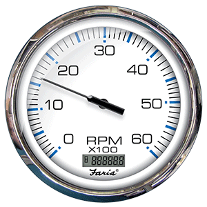 Faria Chesapeake White SS 5" Tachometer w/Digital Hourmeter - 6000 RPM (Gas) (Inboard)