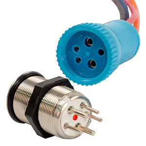Bluewater 22mm Push Button Switch - Off/On Contact - Blue/Red LED - 4' Lead image 0