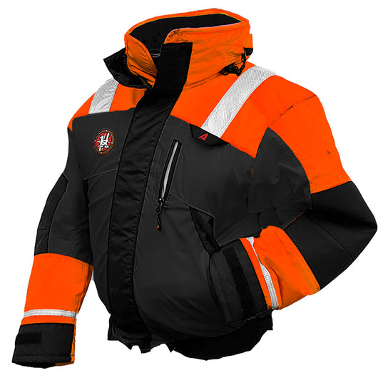 First Watch AB-1100 Flotation Bomber Jacket - Hi-Vis Orange/Black - Small image 1