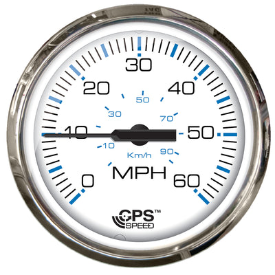Faria Chesapeake White SS 4" Studded Speedometer - 60MPH (GPS) image 1