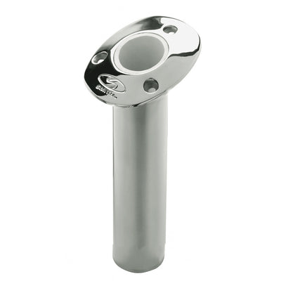 C.E. Smith Flush Mount Rod Holder - 15 Degree &amp; 9" Depth - Stainless Steel - Cast Gimbal - White Vinyl Liner image 1