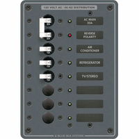 Blue Sea 8027 AC Main + 6 Position Breaker Panel - White Switches