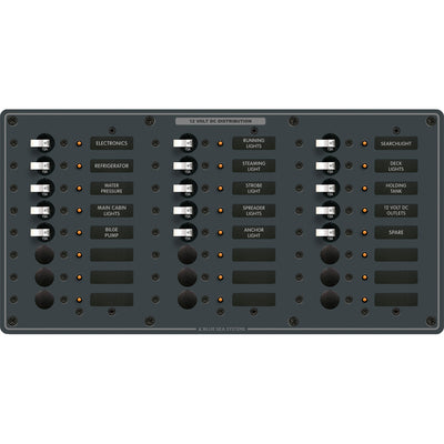 Blue Sea 8264 Traditional Metal DC Panel - 24 Positions image 1