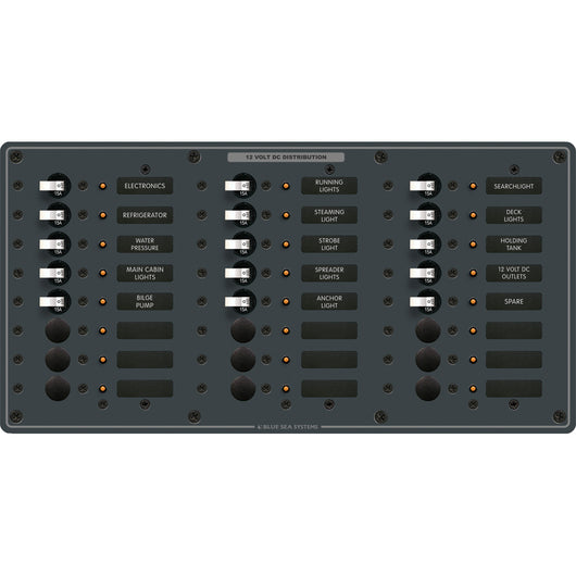 Blue Sea 8264 Traditional Metal DC Panel - 24 Positions image 1