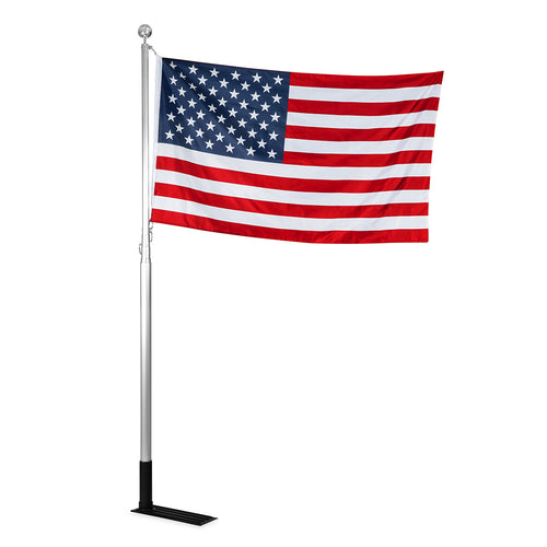 Camco 20' Telescoping Camper/rv Flagpole W/base Foot & U.s. Flag