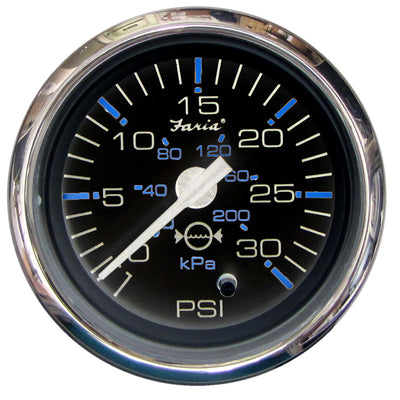Faria Chesapeake Black 2" Water Pressure Gauge (30 PSI) image 1