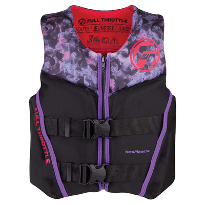 Full Throttle Youth Rapid-Dry Flex-Back Life Jacket - Pink/Black image 1