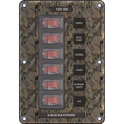 Blue Sea 4325 Circuit Breaker Switch Panel - 6 Position Camo