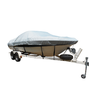 Carver Flex-Fit&trade; PRO Polyester Size 6 Boat Cover f/V-Hull Low Profile Cuddy Cabin Boats I/O or O/B - Grey image 0