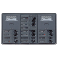 Bep Ac Circuit Breaker Panel W/ Analog Meters - 12sp 2dp Ac230v Stainless Steel Horizontal