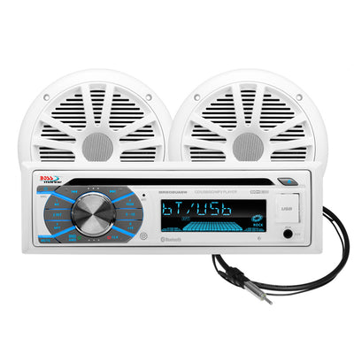 Boss Audio MCK508WB.6 Marine Stereo &amp; 6.5" Speaker Kit - White image 1