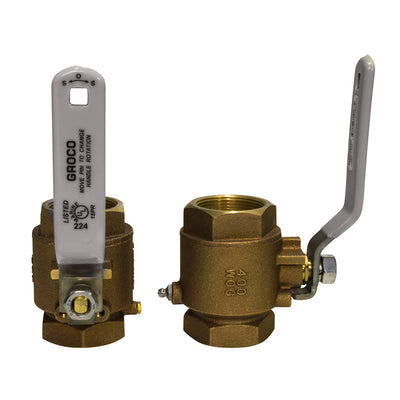 GROCO 1/2" NPT Bronze In-Line Ball Valve image 1