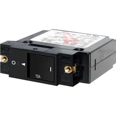 Blue Sea 7428 Single Pole Small Case 2" Slot Reset Rocker Circuit Breaker  -  15 Amp image 1