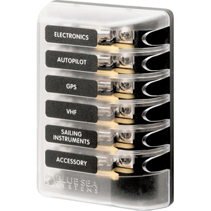 Blue Sea 5018 ST Glass Fuse Block w/out Negative Bus - 6 Circuit image 0
