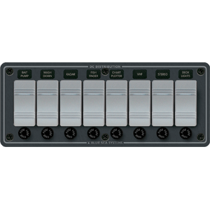 Blue Sea 8261 Waterproof Panel 8 Position - Slate Grey image 0