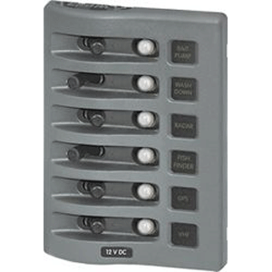 Blue Sea 4376 WeatherDeck Water Resistant Circuit Breaker Panel - 6 Position - Grey image 0