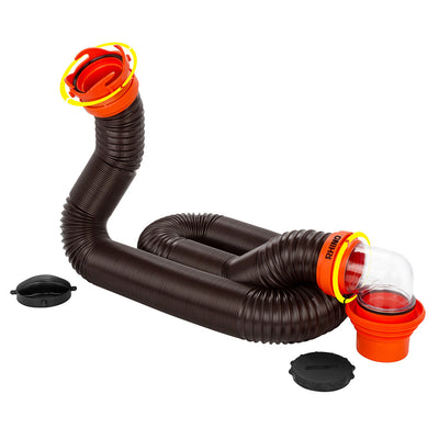 Camco RhinoFLEX 15' Sewer Hose Kit w/4 In 1 Elbow Caps image 1