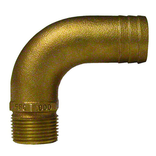 Groco 3/4" Npt X 1" Id Bronze Full Flow 90° Elbow Pipe To Hose Fitting