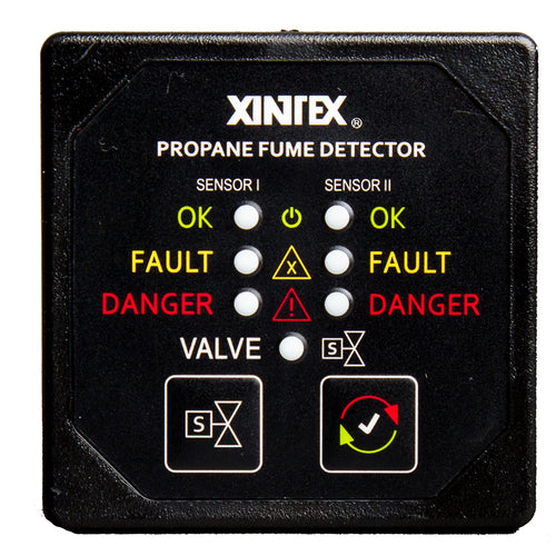 Fireboy-Xintex Propane Fume Detector W/2 Plastic Sensors - No Solenoid Valve - Square Black Bezel Display
