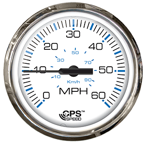 Faria Chesapeake White SS 4" Studded Speedometer - 60MPH (GPS) image 0