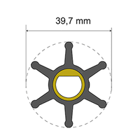 Albin Group Premium Impeller Kit - 39.7 X 12 X 19.2mm - 6 Blade - Single Flat Insert