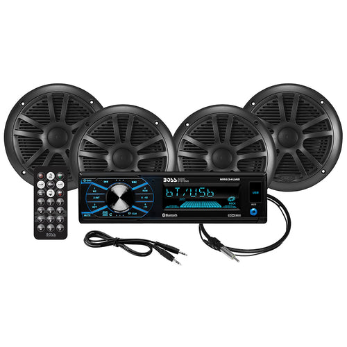 Boss Audio MCBK634B.64 Kit W/MR634UAB, 4 MR6B Speakers, & MRANT10 Antenna
