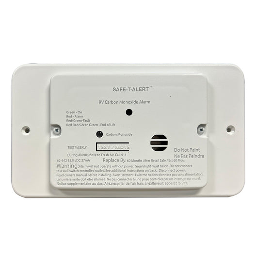 Safe-T-Alert 62 Series RV Carbon Monoxide - White - Flush Mount - 12V w/Trim Ring image 1