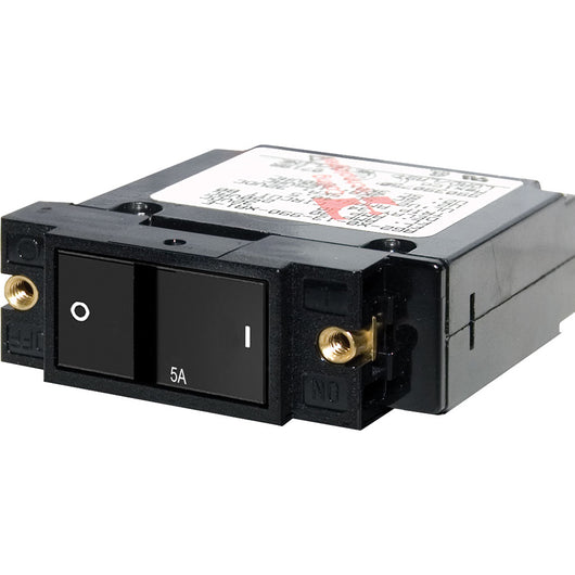 Blue Sea 7400 Single Pole Small Case 2" Flat Rocker Circuit Breaker  -  5 Amp image 1