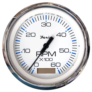 Faria Chesapeake White SS 4" Tachometer w/Hourmeter - 6000 RPM (Gas)(Inboard) image 0